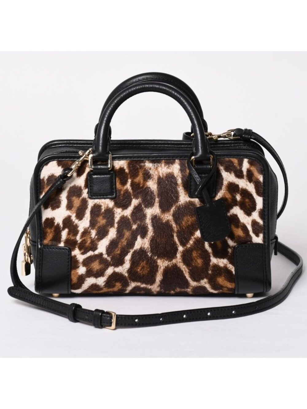 Loewe Amazona 23 2-Way Bag 352.99 Leopard Calf Hair Leather Black Gold